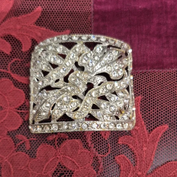 French Elegant Silver-Tone Rhinestone Shoe or Buckle/Clips - Picture 3 of 6